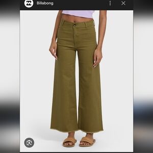 Billabong Olive Green Wide-Leg High-Rise Pants // 30